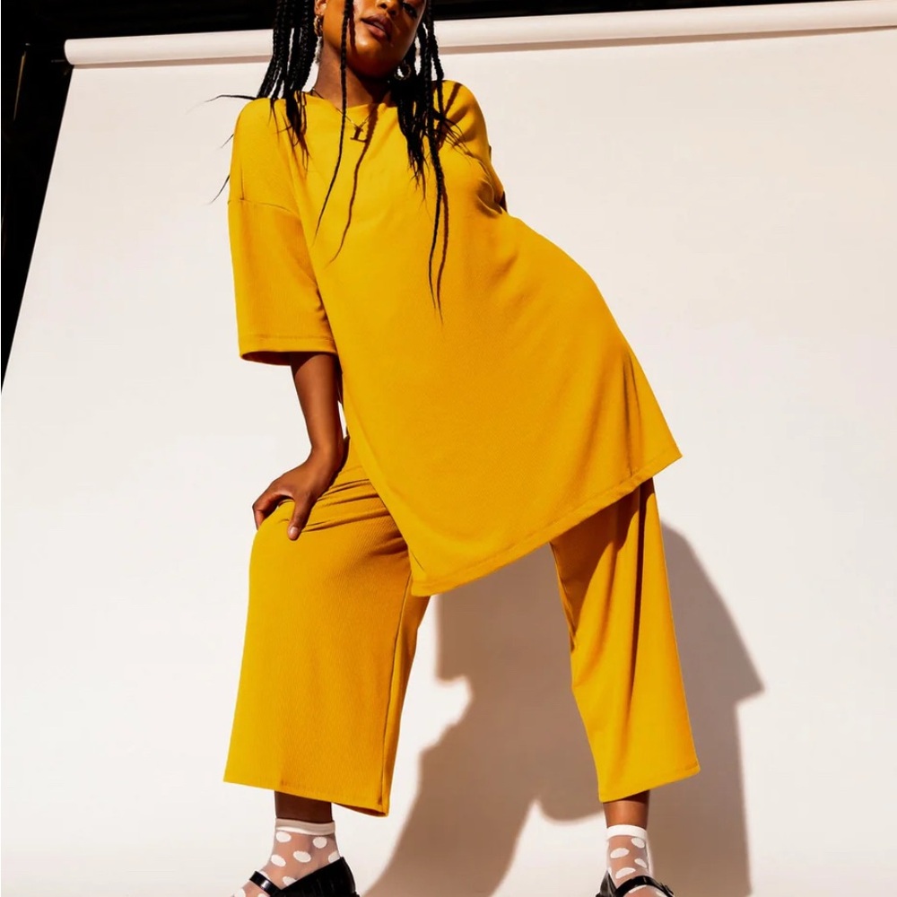 *SOLD OUT ONLINE* Dressed in LALA Ribbed Playsuit in Golden Yellow - Picture 2 of 5